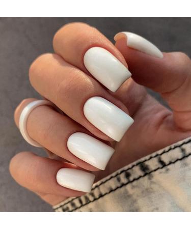 LoveOurHome 240pc White Press on Nails - Medium Square Fake Nails with Adhesive | Gel False Nail Tips for Women & Girls | Perfect Artificial Manicure Decor - Buy Online on GoSupps.com