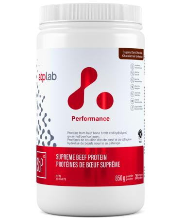ATP LAB - ATP Supreme Beef Protein Powder Grass Fed 850g (Chocolate Flavour) - Muscle Growth for Men and Women - Proteins from Beef Bone Broth and Hydrolysed Grass-fed Beef Collagen Dark Chocolate