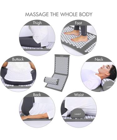 LIXADA Acupressure Set - Acupressure Mat & Pillow with Massage Balls | Neck & Head Pain Relief | Gray & White | International Shipping - Buy Online on GoSupps.com