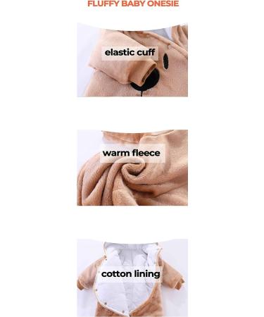 Voopptaw Warm Baby Winter Jumpsuit Fleece Romper | Cute Thick Bear Snowsuit 3-6 Months Pink - Buy Online on GoSupps.com
