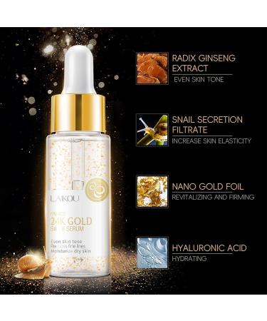 LAIKOU 24K GOLD Snail Serum Face serum Serum for Face for All Skin Types Deep Hydration Daily Moisturizing and Smoothing Care Travel Size 30ml 2pcs - Buy Online on GoSupps.com