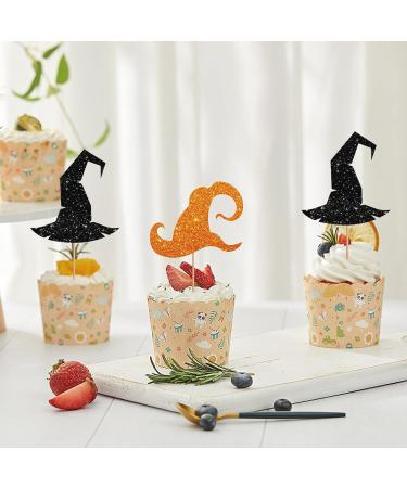 24 PCS Magic Hat Cupcake Toppers Magic Themed Food Picks Black&Brown Glitter Baby Shower/Birthday Party Decoration Supplies - Buy Online on GoSupps.com