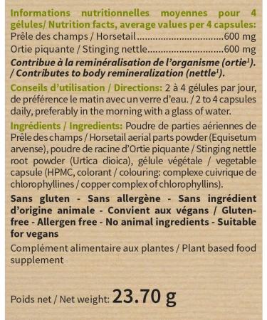 NUTRI EXPERT - Horsetail & Nettle - Facilitates the elimination of toxins - Contributes to the proper functioning of the body - Vegan - French brand - Plant extracts - 60 vegetable capsules - Buy Online on GoSupps.com