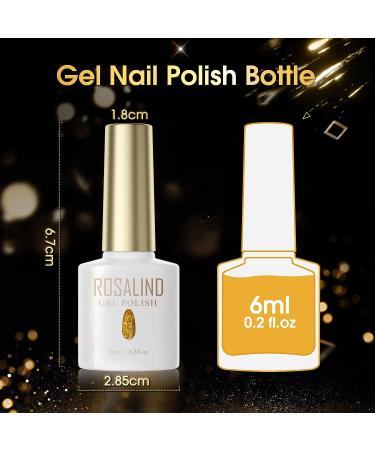 ROSALIND 6PCS White Black Gel Nail Polish Set with Silver Gold Glitter - Soak Off All Seasons Manicure Collection for Salon and Home DIY Nail Art - Buy Online on GoSupps.com