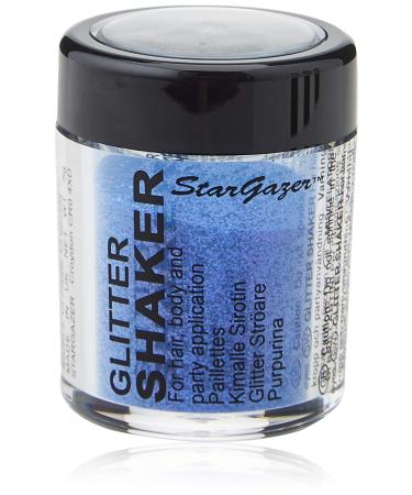 Stargazer UV Glitter Shaker Purple. Cosmetic glitter powder for use on the eyes lips face body hair and nails.