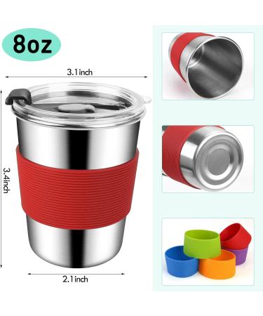 ShineMe 8oz Kids Stainless Steel Sippy Cups 5-Pack - Spill Proof, BPA Free, Reusable Toddler Cups with Silicone Sleeves and Lids for Hot/Cold Drinks - Indoor/Outdoor Snack Cups - Buy Online on GoSupps.com