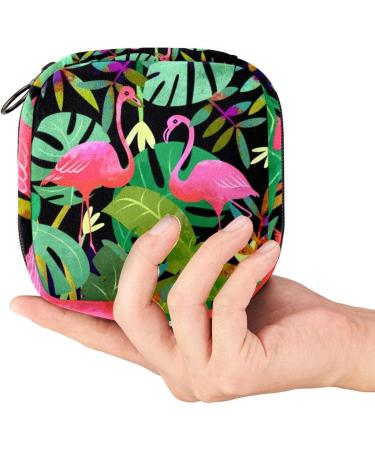 Stylish Menstruation Pad Bag with Zipper | Cute Flamingo Napkin & Tampon Bag for Women & Girls - Buy Online on GoSupps.com