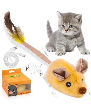 SIMDAO Cat Toys Interactive for Indoor Cats Electric Automatic Moving Mouse Cat Toy Self Play with Squeaky Sound Dynamic Magic Tail Rechargeable LED Mice Cat Toys for Bored Cats Kitten M