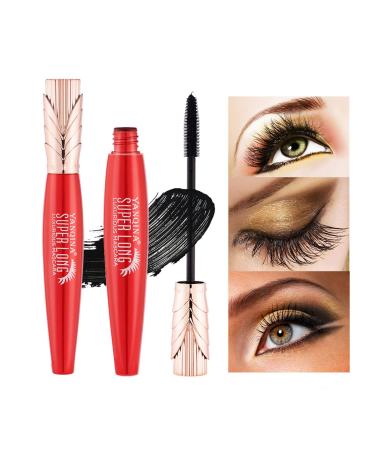 Mimore 4D Silk Fiber Eyelash Mascara Thicker Lashes Waterproof Mascara Eyelashes Voluminous Extension Dramatic Mascara All Day Formula Black Mascara (BLACK)