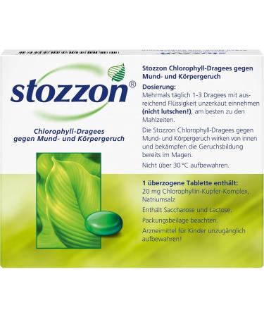 Stozzon Chlorophyll Drag es 20 mg - Freshen Breath & Eliminate Body Odor - 40 Tablets Pack - International Shipping Available - Buy Online on GoSupps.com