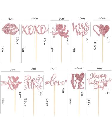 60 Pcs Happy Valentine's Day Cupcake Toppers Glitter Cupid Love Heart Lip Kiss Me Be Mine XOXO Cupcake Picks for Valentine's Day Theme Wedding Party Cake Decorations Supplies Pink - Buy Online on GoSupps.com