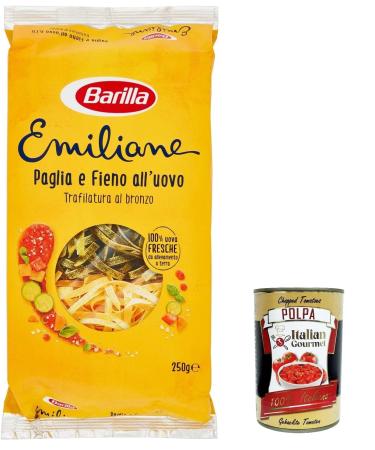12x Barilla Egg Pasta Le Emiliane Straw and Hay eierpasta metei pasta 250 g + Italiaanse gourmet pulp 400 g