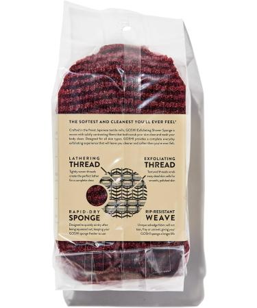 GOSHI Exfoliating Shower Sponge - Rip-Resistant & Rapid-Drying Bath Sponge for All Skin Types - Brick Red - Japan Made | International Shipping - Buy Online on GoSupps.com