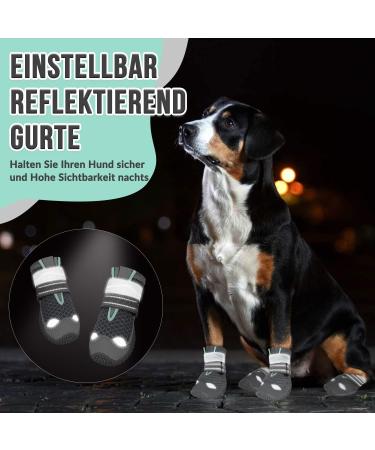 Slowton Dog Shoes - Breathable Non-Slip Boots for Small Medium & Large Dogs (4 Pieces) - Adjustable Reflective Velcro Fastener - Size 8 (Width 7.5 cm) - Buy Online on GoSupps.com