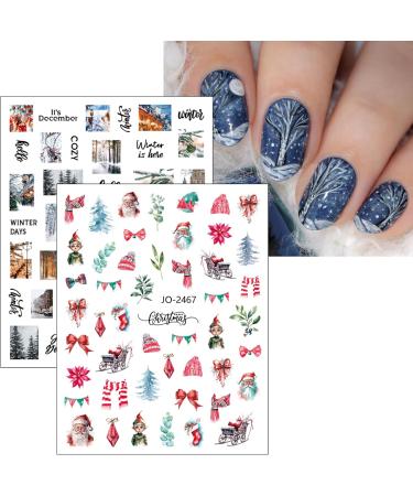 JMEOWIO 12 Sheets Christmas Nail Art Stickers Decals Self-Adhesive Colorful Snowflake Winter Holiday Cute Santa Nail Supplies Nail Art Design Decoration Accessories - Buy Online on GoSupps.com