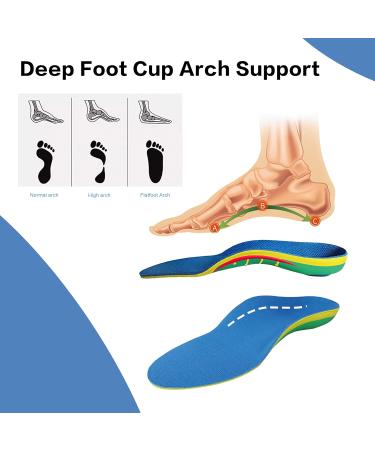Plantar Fasciitis Insoles - Arch Support Inserts for Flat Feet & All-Day Comfort | Blue (L) Men s 8-12 & Women s 9.5-13.5 - Buy Online on GoSupps.com