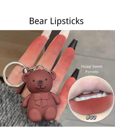 3PCS Keychain Bear Lipstick Set | 2 in 1 Velvet Matte Lipstick and Lip Mud | Cute Bear Design | Long-Lasting Hydration | Beauty Makeup Essentials - Buy Online on GoSupps.com
