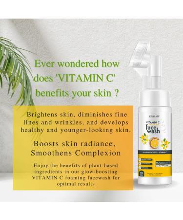 Vitamin C Foaming Face Wash - Deep Cleansing Hydrating & Exfoliating Natural Facial Cleanser | Brighten & Revitalize Your Skin - 150ml - Buy Online on GoSupps.com