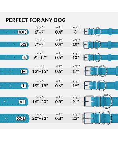 Collardirect Round Leather Dog Collar | Soft Padded Handmade Real Leather | Adjustable for Puppies & Cats | Available in Black Pink Red Purple Blue | 30-35 cm - Buy Online on GoSupps.com