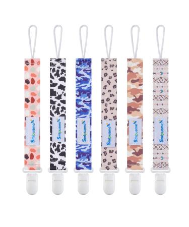 Smlpuame baby pacifier chain girl 6 pieces bpa-free pacifier band fabric pacifier chain nuckel chain fit most pacifiers and bite toys dummy clip for baby (boho & camouflage color & leopard) - Buy Online on GoSupps.com