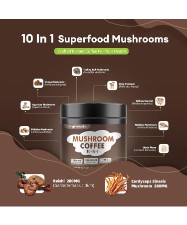 Mushroom Coffee - Lions Mane Mushroom Powder Instant Coffee with Lion's Mane Reishi Chaga Cordyceps and Turkey Tail - Alternative for Energy Mental Clarity & Focus Brain Booster 6.35oz - Buy Online on GoSupps.com