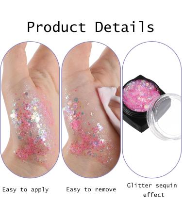 Face & Body Glitter Gel - Pink Chunky Sparkling Glitter for Festivals Raves & DIY Nail Art - Mermaid Hair & Face Paint Accessories - Buy Online on GoSupps.com