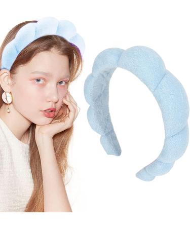 Soft And Absorbent Sponge Headband for Women - Prevent Slip Cute Padded Hair Band with Elastic Blue - Buy Online on GoSupps.com