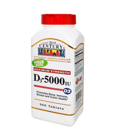21st Century Vitamin D3 5000 IU 360 Tablets - 2pc