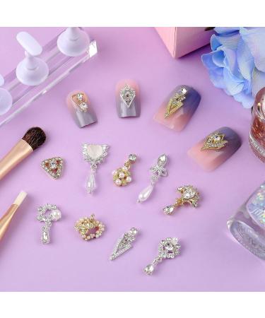 36 Pieces Heart Nail Art Rhinestone Charms - 3D Dangle Gems for DIY Nails - Gold & Silver Options - 18 Styles Available - Buy Online on GoSupps.com
