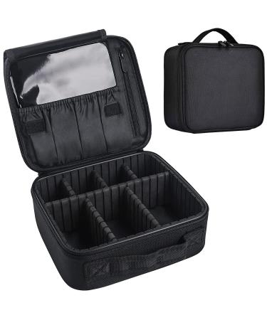 Bvser Travel Makeup Case Cosmetic Train Case Organizer Portable Artist Storage Makeup Bag with Adjustable Dividers for Cosmetics Makeup Brushes Toiletry Jewelry Digital Accessories - Black