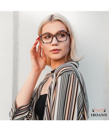IBOANN Blue Light Glasses 3 Pack - Anti Eye Strain Computer Gaming Eyeglasses for Women & Men - Fashion Oversized Square Frame (Light Black, Leopard, Transparent) - Buy Online on GoSupps.com