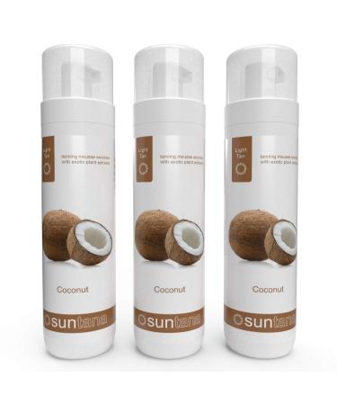 3 x Suntana Coconut Fragranced 8% Premium Self Tan Mousse - Light Tan