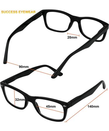 Set of 4 Black Spring Hinge Reading Glasses for Men and Women - 2.5x Magnification - Buy Online on GoSupps.com