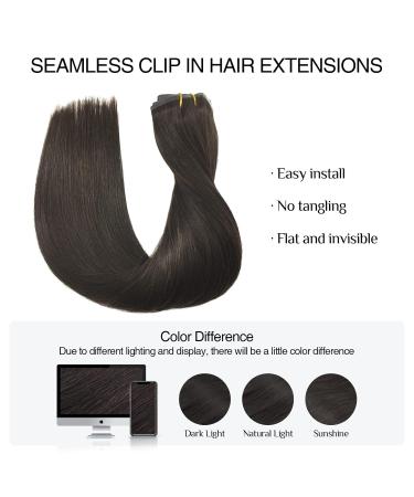 Doores Real Hair Clip Extensions - Dark Brown 40cm (16 inch) - 110g Seamless Remy Clip-Ins for Natural Thick Hair - Buy Online on GoSupps.com