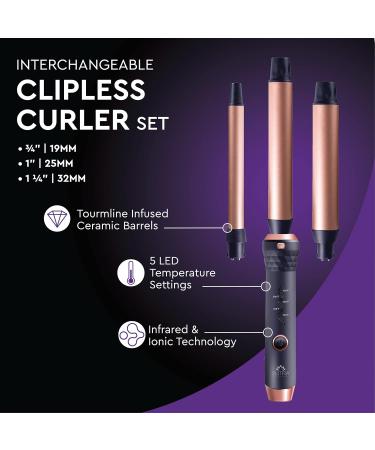 SUTRA Interchangeable 3-in-1 Styler Set | Spring Curler Waver & Clipless Wand in Rose Gold & Black - Perfect for International Shipping - Buy Online on GoSupps.com