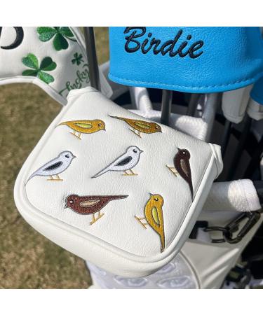 Golf Club Headcover Set - Birdie Birds Design for Driver, Fairway Wood, & Hybrid - White Mallet Putter Cover - 3pcs - Buy Online on GoSupps.com