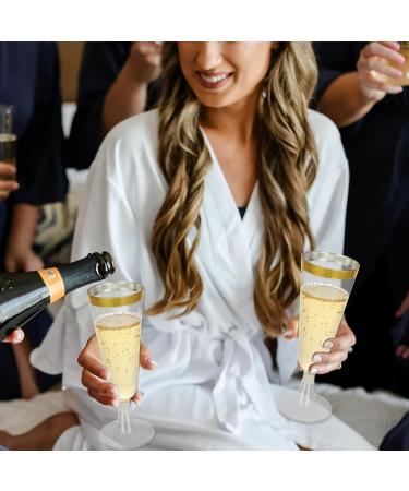 FVIEXE 100 Pack 5 Oz Disposable Plastic Champagne Flutes with Gold Rim - Ideal for Parties, Weddings & Events - Buy Online on GoSupps.com