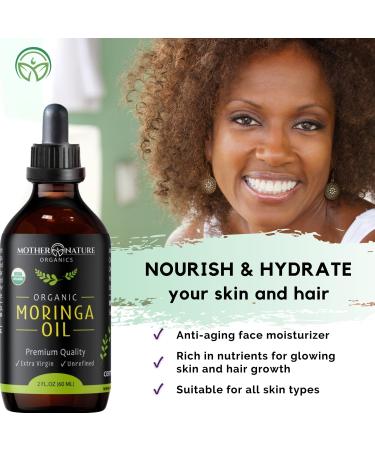 Moringa Oil - USDA Organic 100% Pure & Cold Pressed | Natural Moisturizer for Skin Face Hair | Gluten Free Non-GMO & Vegan (2oz - Buy Online on GoSupps.com