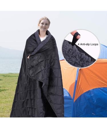 RED CAMP Large Sherpa-Lined Camping Blanket - Windproof, Warm & Machine Washable - 59 x 79 - Black - Buy Online on GoSupps.com