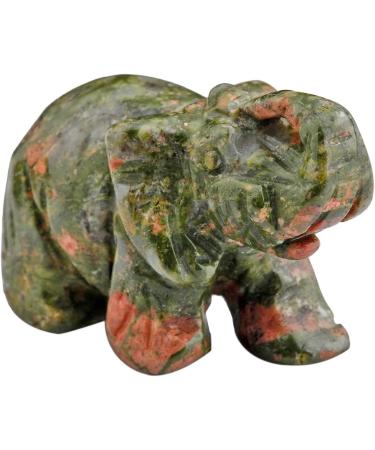 Nupuyai Green Unakite Elephant Figure | Gemstone Crystal Lucky Charm | Reiki Feng Shui Healing Decoration - Buy Online on GoSupps.com