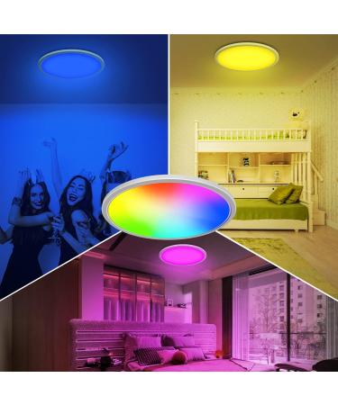 24W RGB LED Ceiling Lamp with Remote Control | Dimmable 4000K Color Change Panel for Kids' Bedroom Living Room & Bathroom - 29.5cm Peasur - Buy Online on GoSupps.com