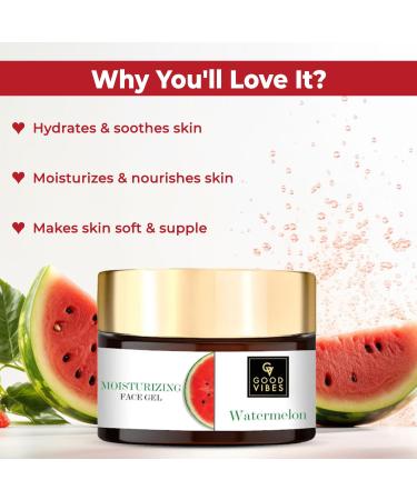 Good Vibes Watermelon Gel - 50 g - Anti-Ageing Hydrating Skin Formula Removes Dark Spots and Blackheads - Ideal for Dry and Brittle Hair - Buy Online on GoSupps.com