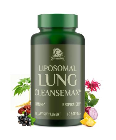 Liposomal Lung Cleansemax Supplement with Mullein Leaf Extract Elderberry Fruit Extract Quercetin + 13 Herbs & Vitamins Enhanced Absorption Refreshing Breathing Experience 60 Capsules 60 Count (Pack of 1)