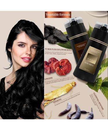 Hair Dye Shampoo Long Lasting Hair Instant Dye Shampoo Instant Hair Dye Shampoo Natural Hair Color Shampoo for Gray Hair Black Hair Dye Shampoo 2 in 1(Black) - Buy Online on GoSupps.com