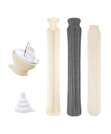 HomeWit hot water bottle with knitting covers hose heat bottle and long hot water bottle 2L - neck heat bottle with a water funnel also a cotton cover for long heating - dark gray - Buy Online on GoSupps.com