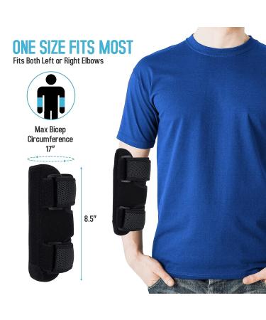 GINTRON Elbow Brace 2022 - Comfortable Night Support with Adjustable Stabilizer for Cubital Tunnel Syndrome, Tendonitis, Ulnar Nerve - Includes 2 Removable Metal Splints - Black - Buy Online on GoSupps.com