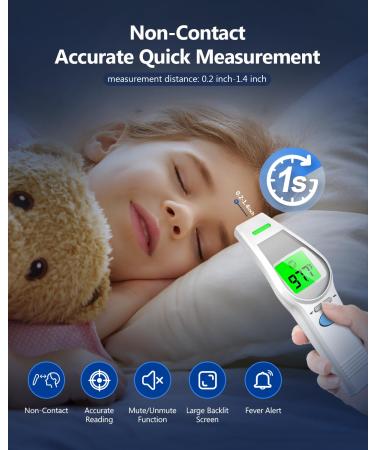 Thingling Contactless Thermometer for Children & Adults - Digital Baby Thermometer with Large LCD Display & Backlight for Home Use - Fast & Accurate Temperature Measurement - Buy Online on GoSupps.com