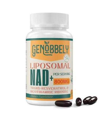 800 mg Liposomal NAD+ Supplement with Nicotinamide Riboside 200 mg Trans-Resveratrol 100 mg - True NAD Supplement for DNA Repair Healthy Aging Brain Function - 60-Day Supply 60 Count (Pack of 1)