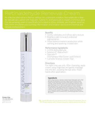 DermaQuest Sensitized Retinaldehyde Cream | Anti-Irritation Brightening Renewal for Sensitive Skin | 1oz Retinol Alternative - Buy Online on GoSupps.com