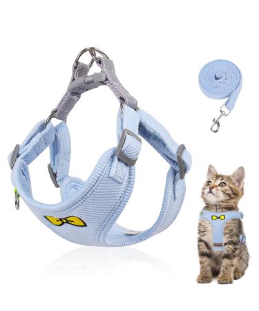 Cat leash set for cats polyester adjustable cat dishes with leash cat dishes leash set dishes for cats outbreak -proof for kitten dogs (blue -l) L blue